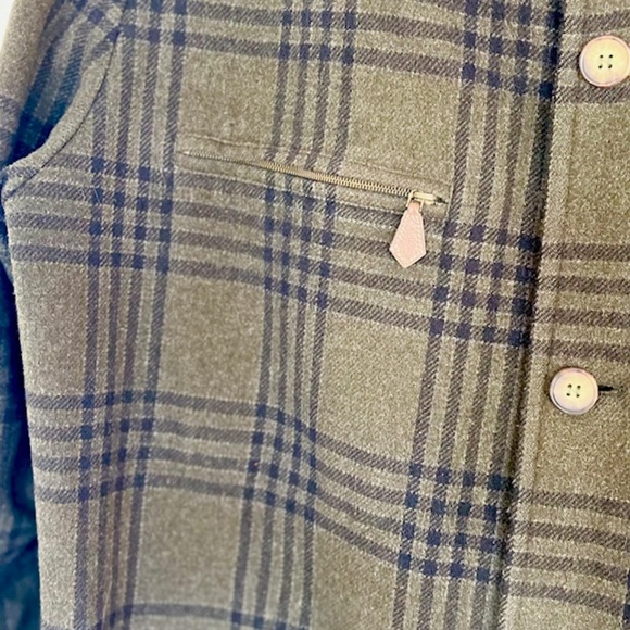 Vintage Hermes Mens Green Plaid Overcoat Size 54 - Picture 6 of 7